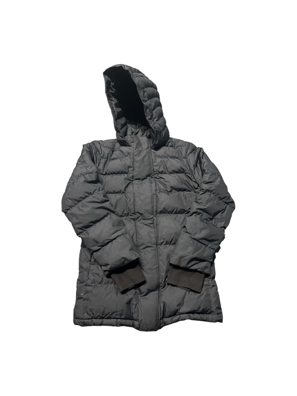 Athleta Girl Black Hooded Goose Down Puffer Jacket Size 12 Large Winter Coat